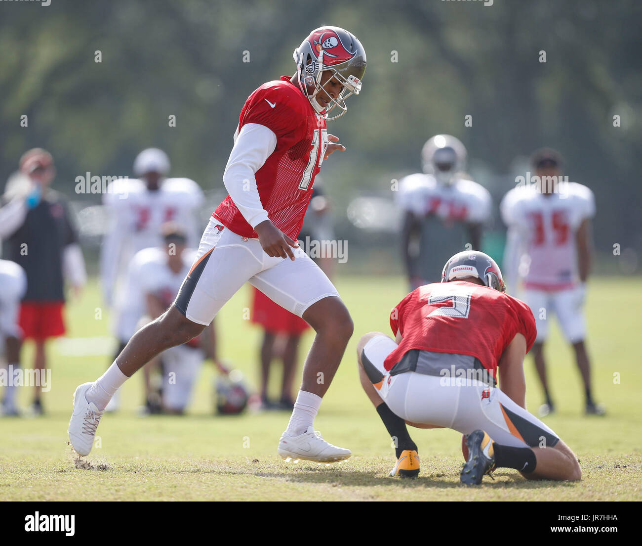 August 19, 2017 - Tampa Bay Buccaneers tight end Cameron Brate (84) during  drills at training camp in Tampa, Florida, USA. Del Mecum/CSM Stock Photo -  Alamy