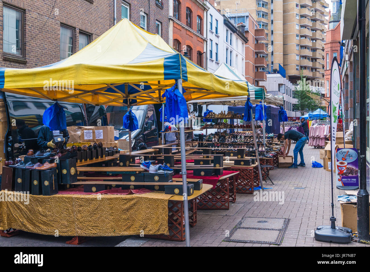 Market stalls in Leather Lane, London, England Stock Photo - Alamy