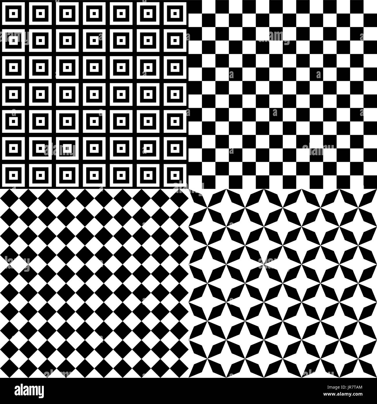 Black and White Hypnotic Psychedelic Background Collection Set Pattern. Vector Illustration Stock Vector