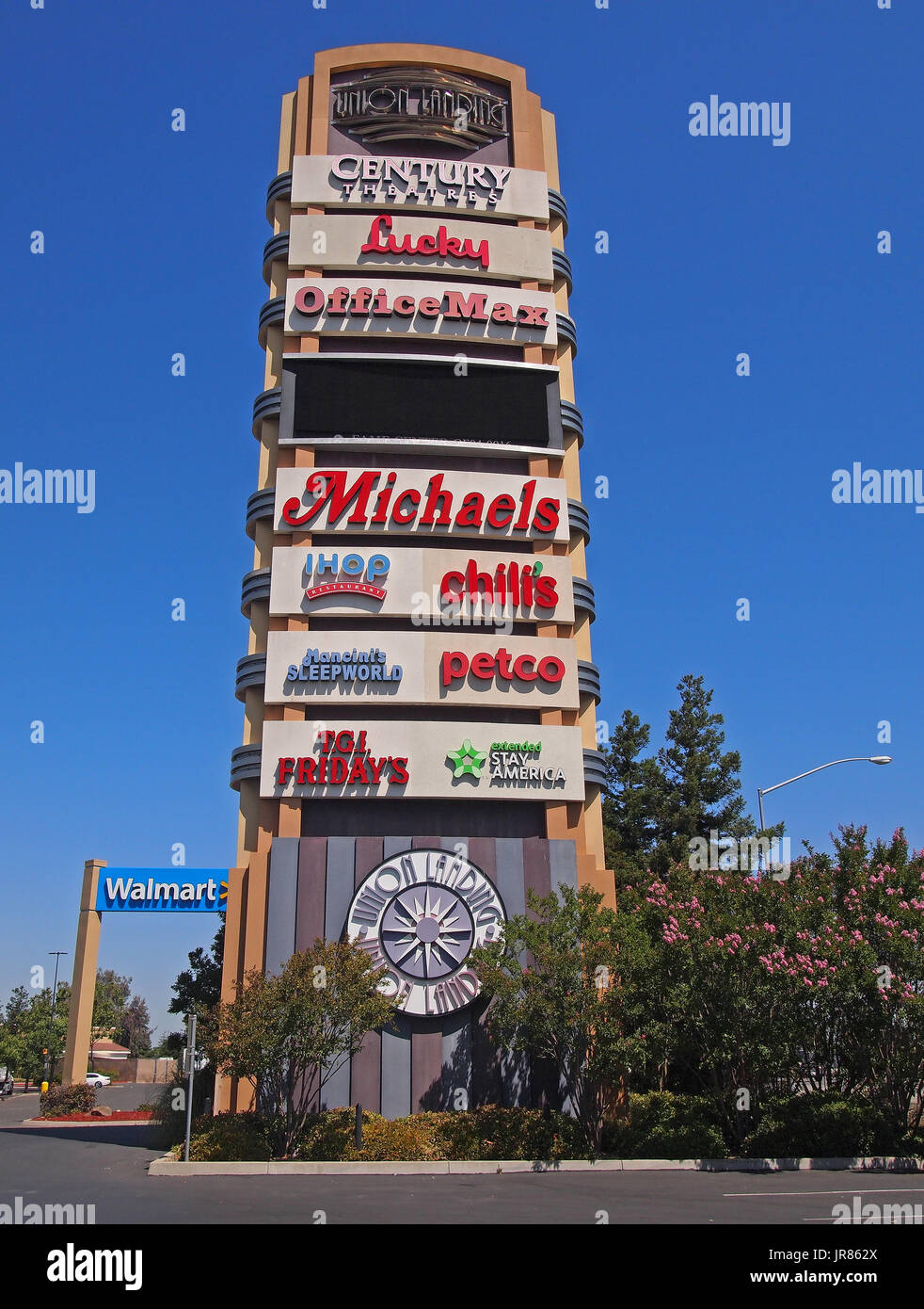 Union Landing shopping center, pylon, Sign, Union City, California, Stock Photo
