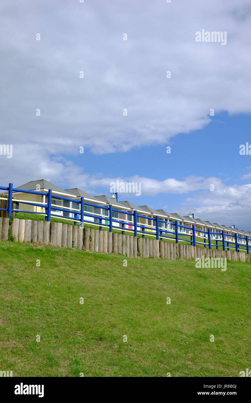The beautiful beach huts of the seaside resort of Mablethorpe in Lincolnshire Stock Photo