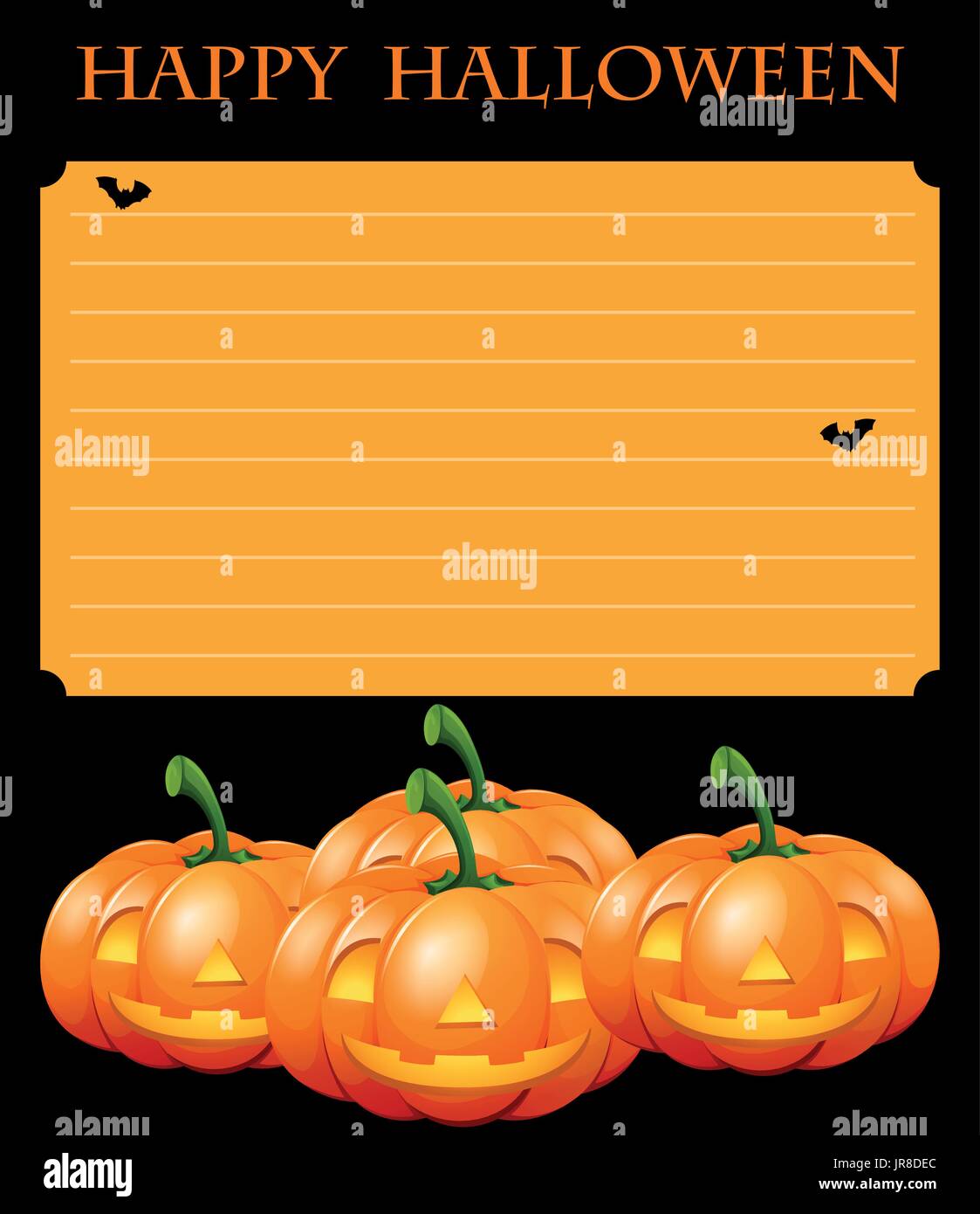 Paper template with halloween theme illustration Stock Vector