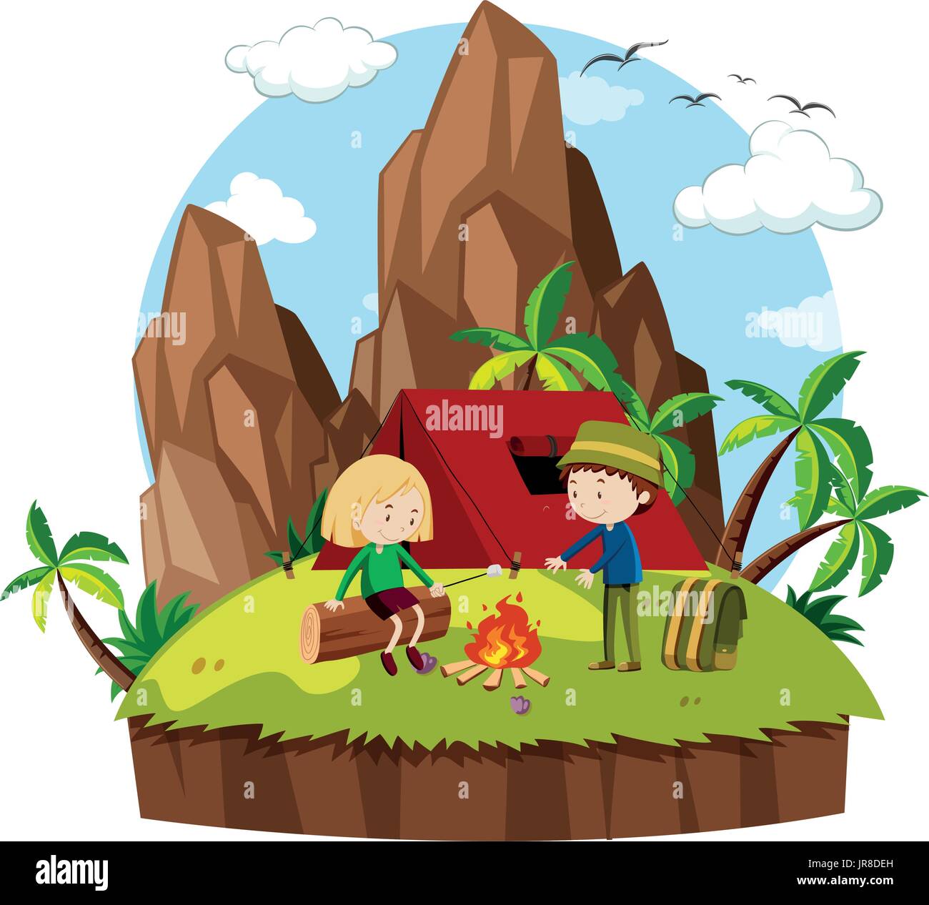People camping out in the mountain illustration Stock Vector Image ...