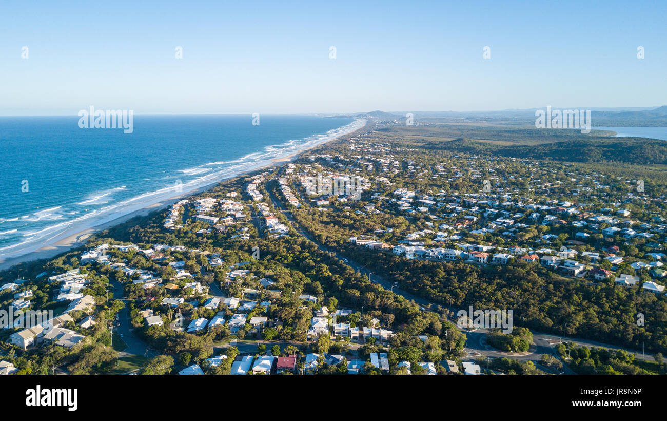 Drone photograph of the coastline of Noosa Heads, Queensland Australia Stock Photo