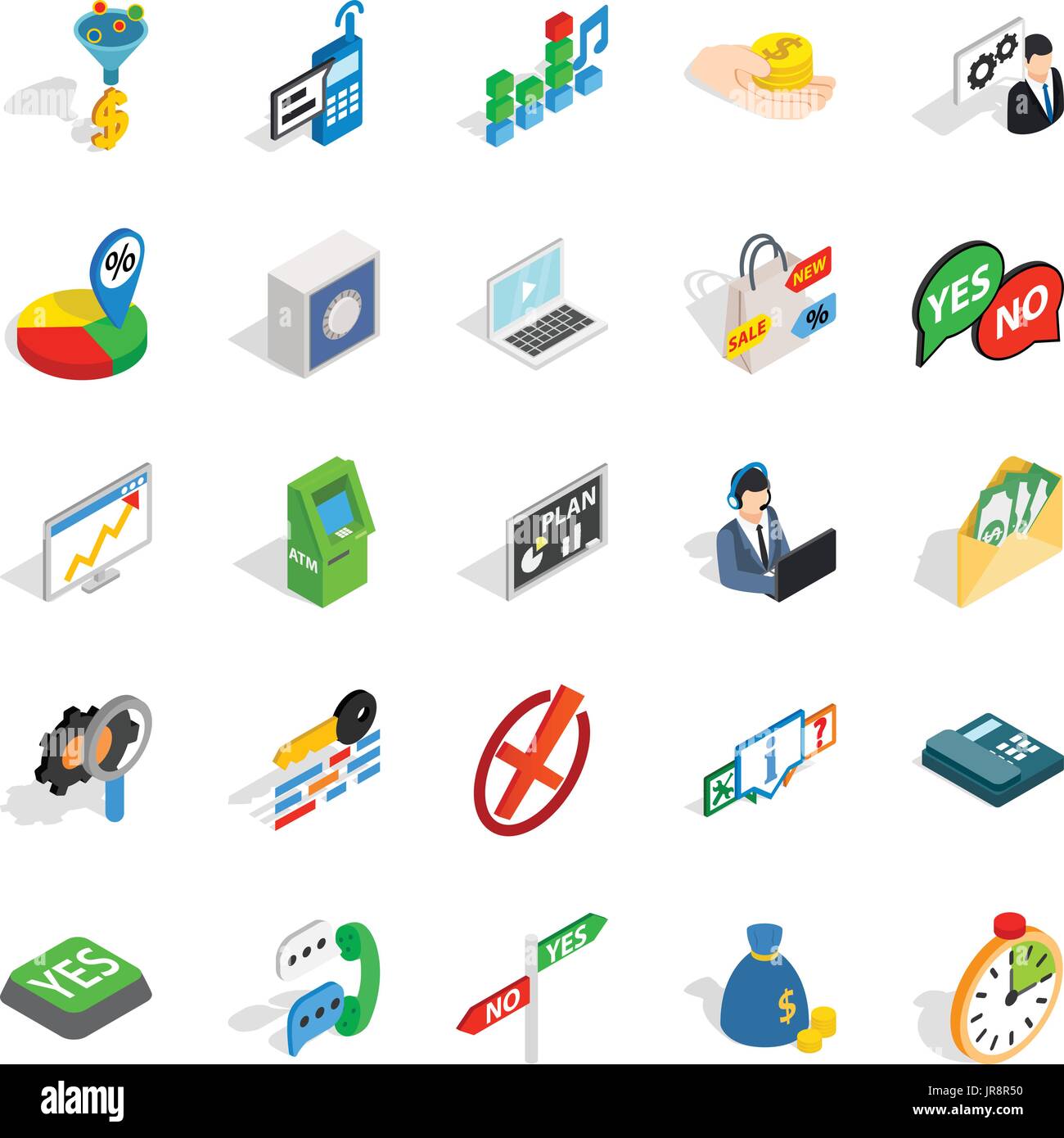 Payment icons set, isometric style Stock Vector