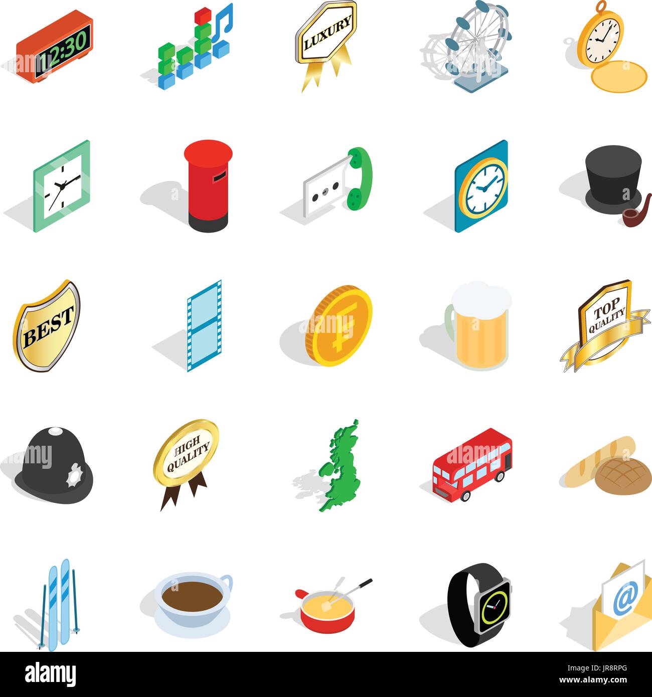 Period icons set, isometric style Stock Vector