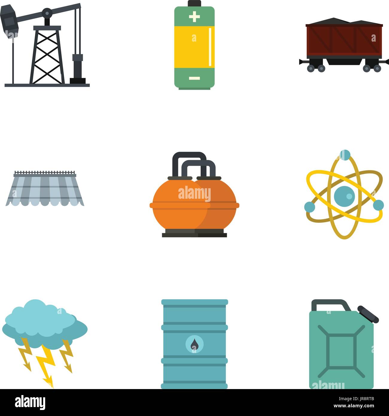 Energy icon set, flat style Stock Vector Image & Art - Alamy