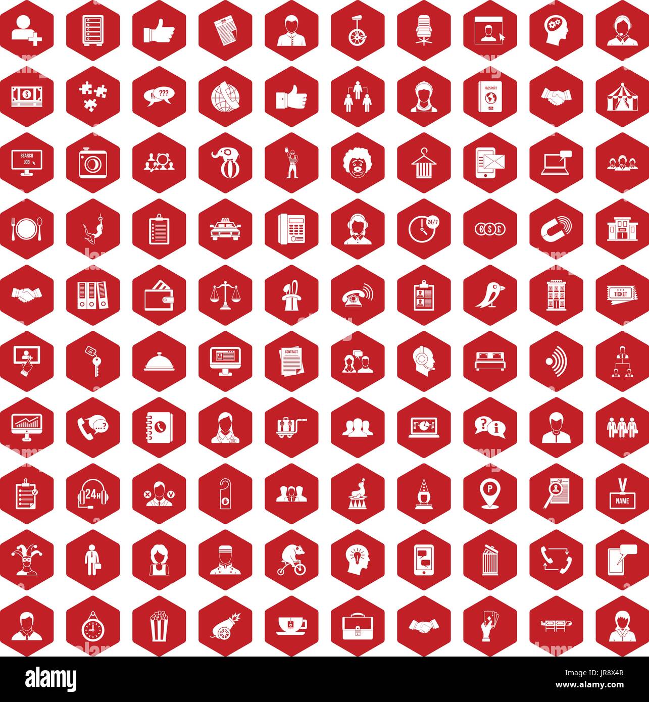 100 coherence icons hexagon red Stock Vector
