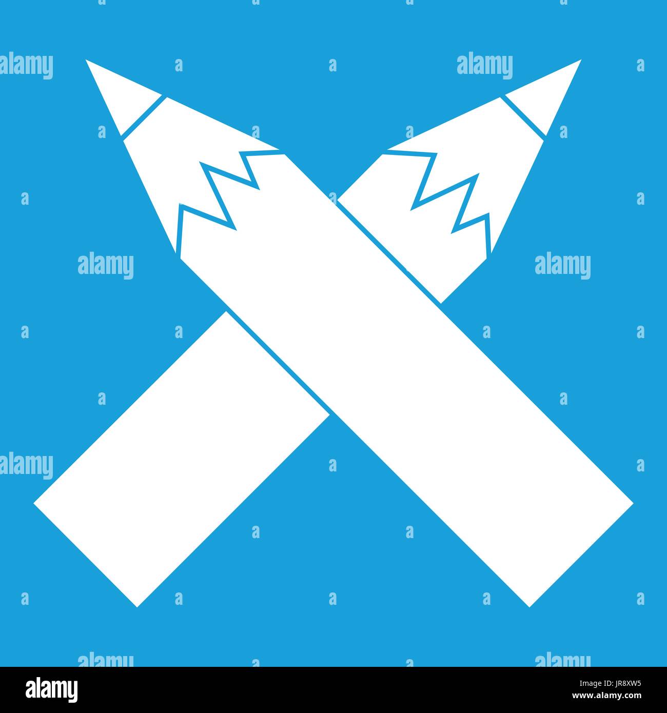 Two crossed pencils icon white Stock Vector