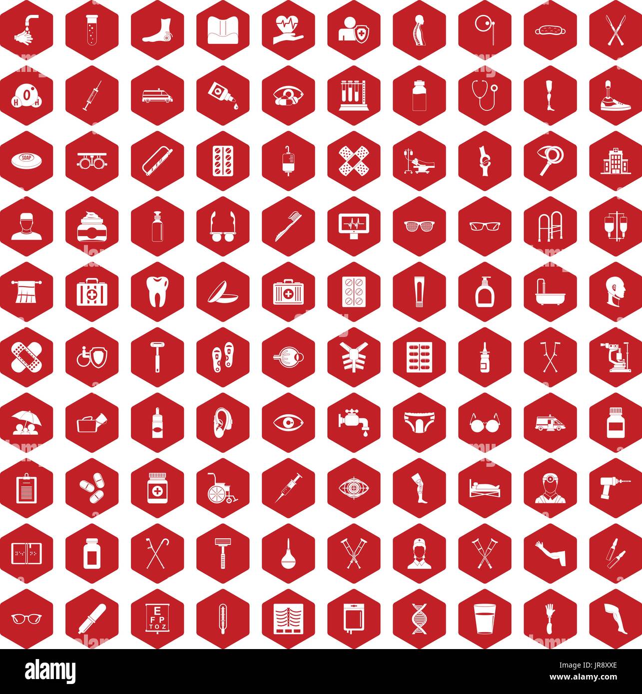 100 disabled healthcare icons hexagon red Stock Vector Image & Art - Alamy