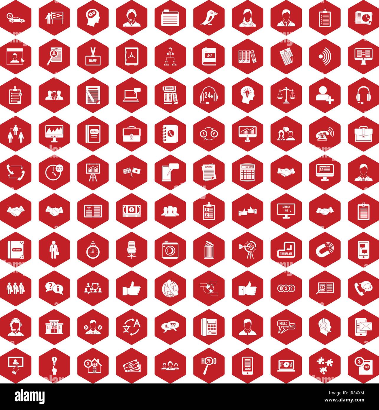 100 discussion icons hexagon red Stock Vector