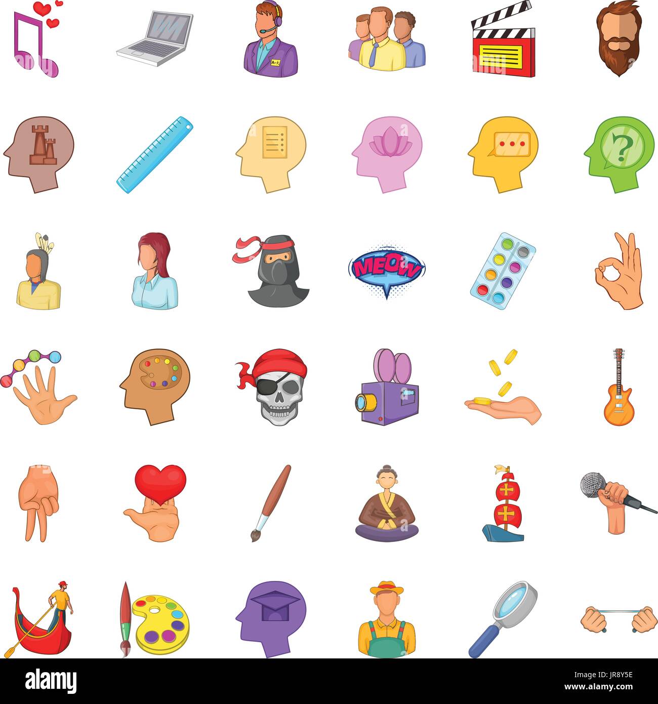 Creative occupation icons set, cartoon style Stock Vector Image & Art ...