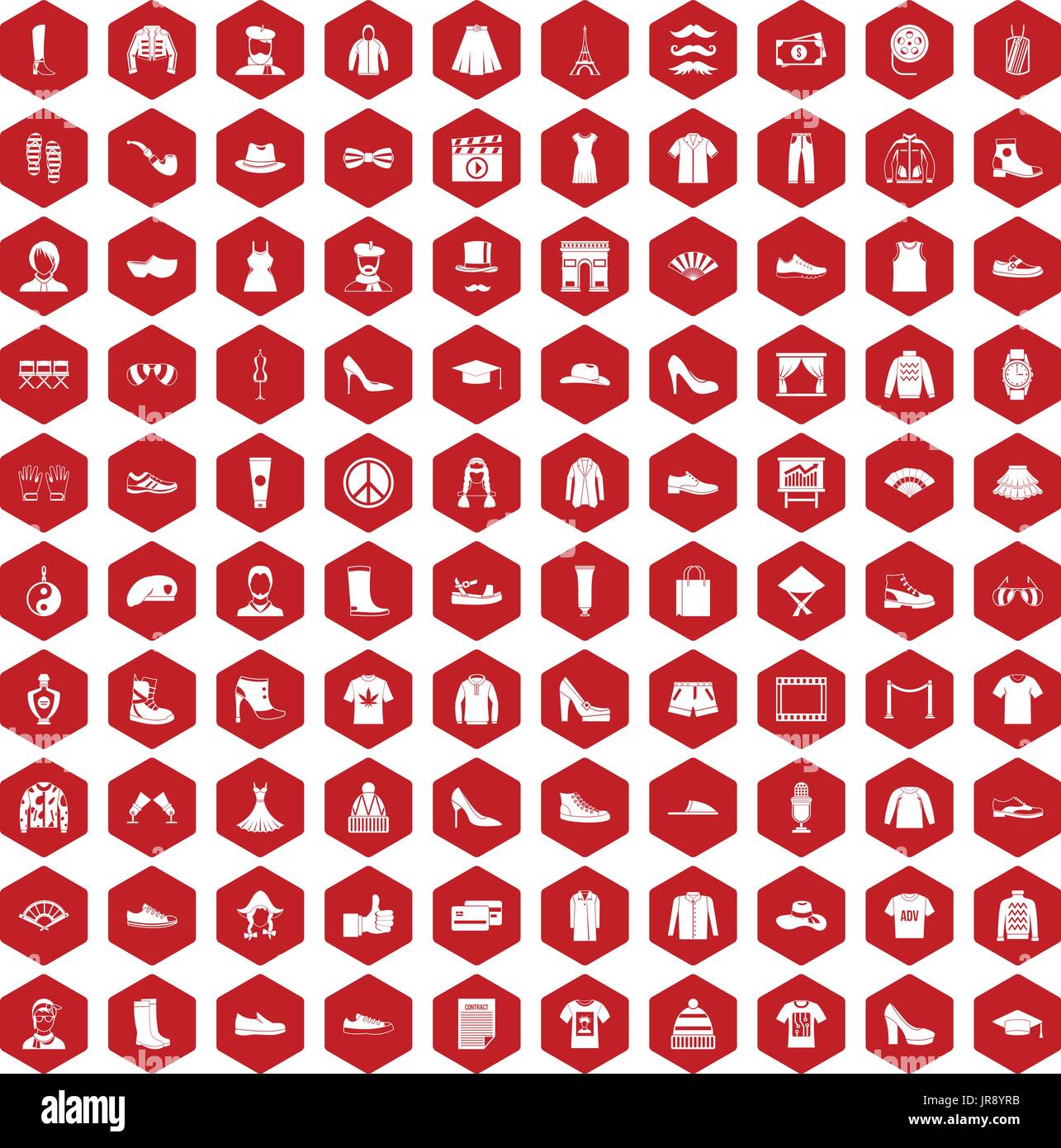 100 fashion icons hexagon red Stock Vector Image & Art - Alamy
