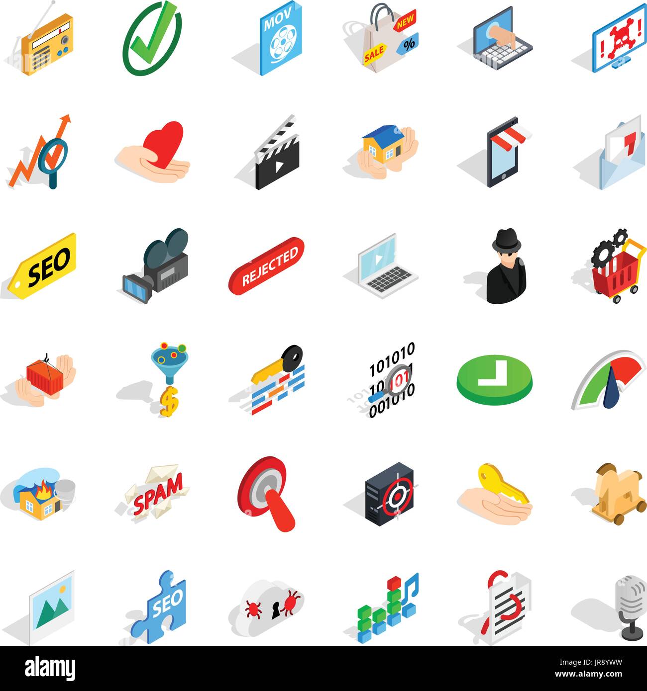 Computer protection icons set, isometric style Stock Vector
