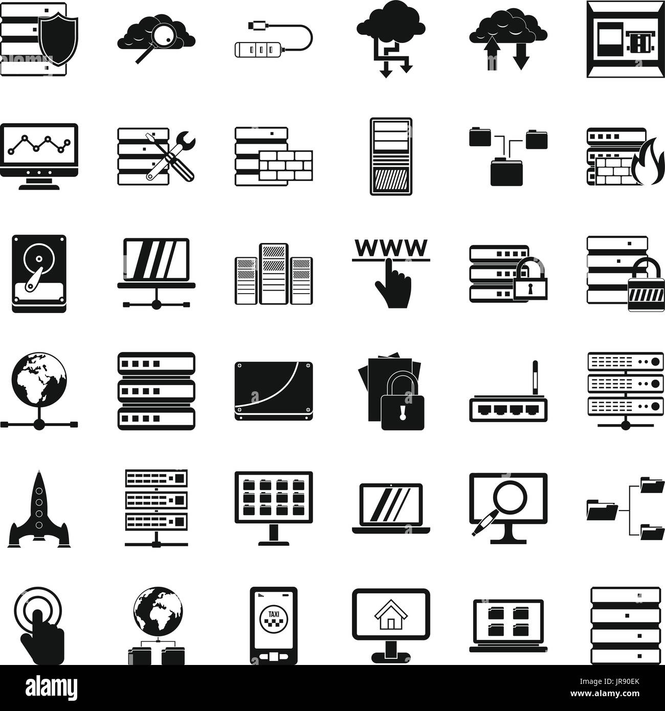 Database icons set, simple style Stock Vector
