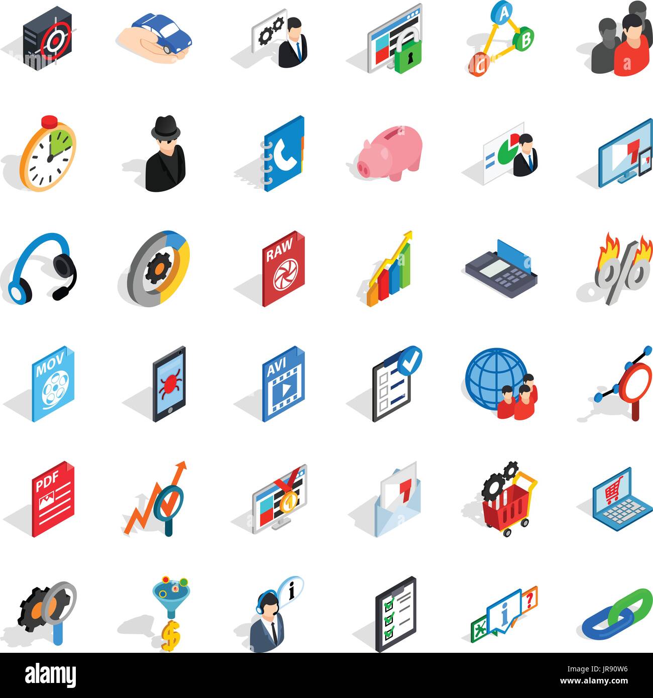 Big database icons set, isometric style Stock Vector