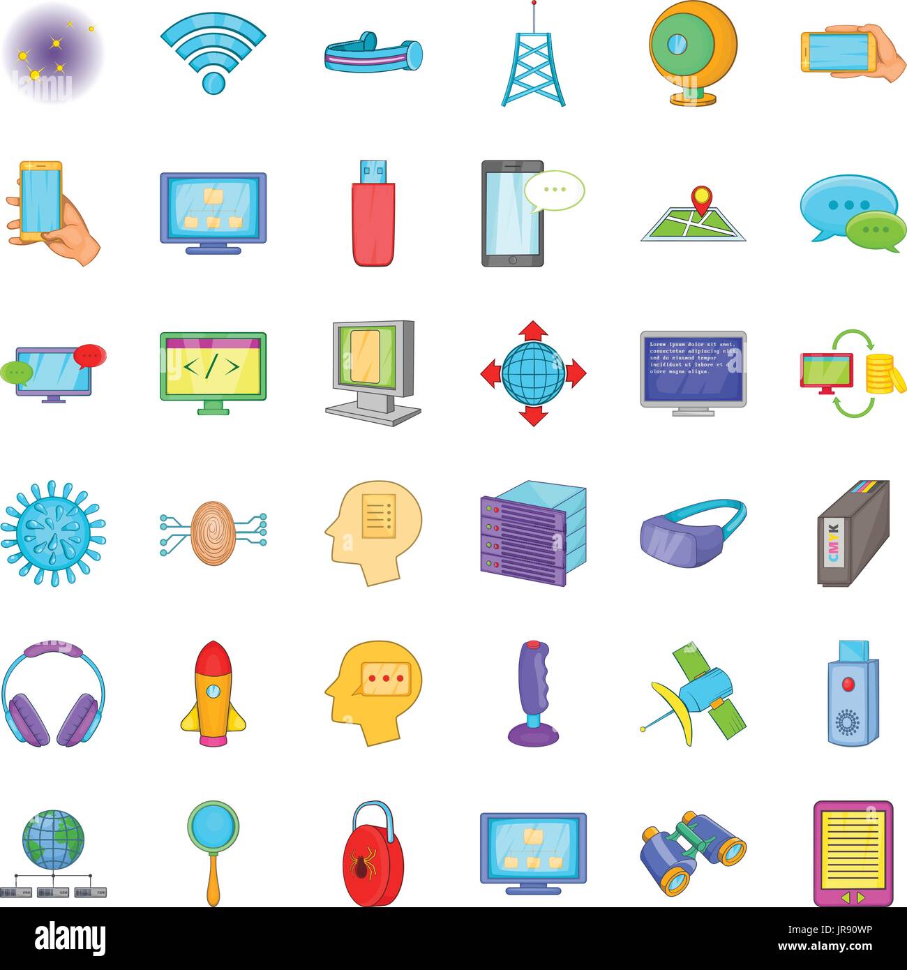 Database and cloud icons set, cartoon style Stock Vector Image & Art ...