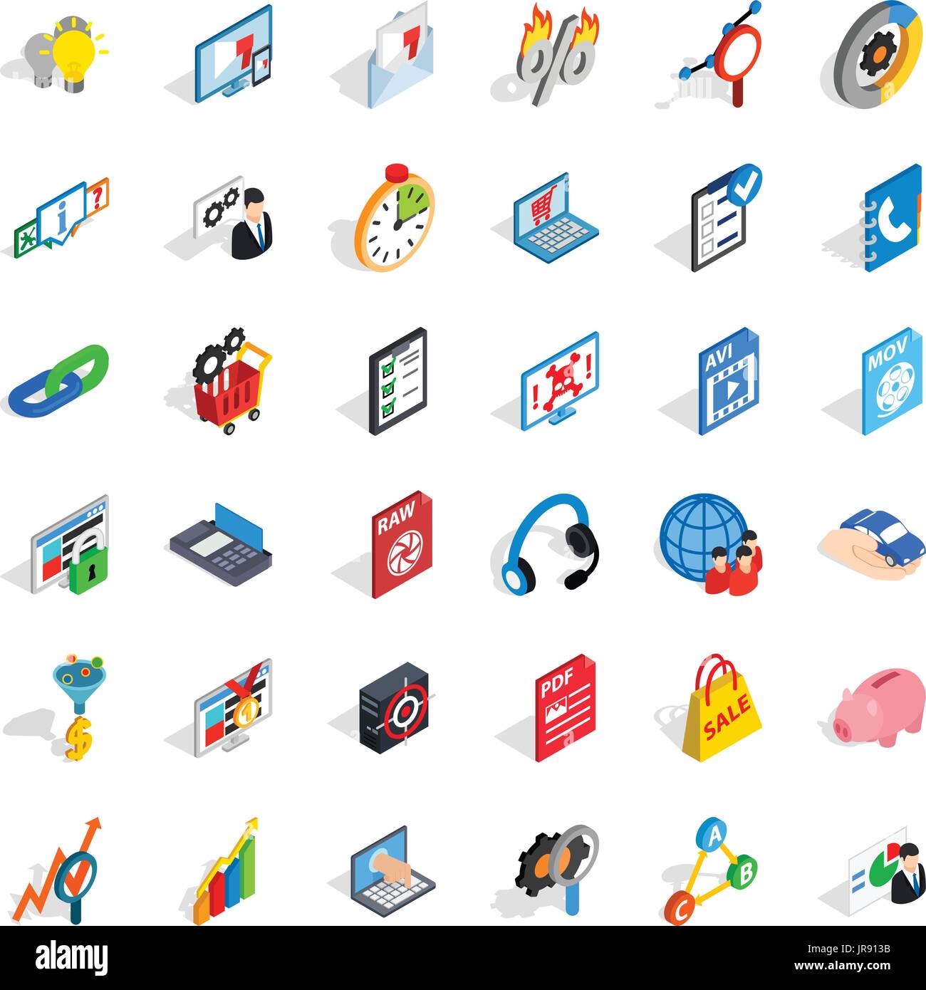 Information cloud icons set, isometric style Stock Vector