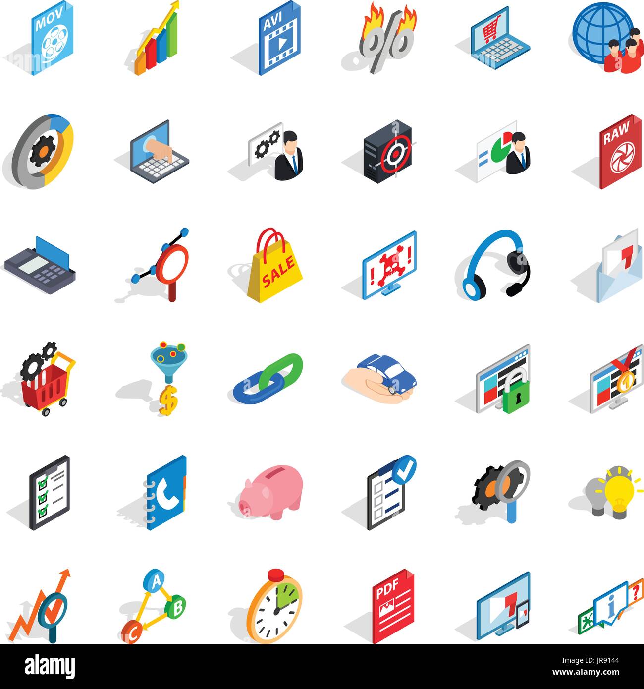 Safe cloud icons set, isometric style Stock Vector
