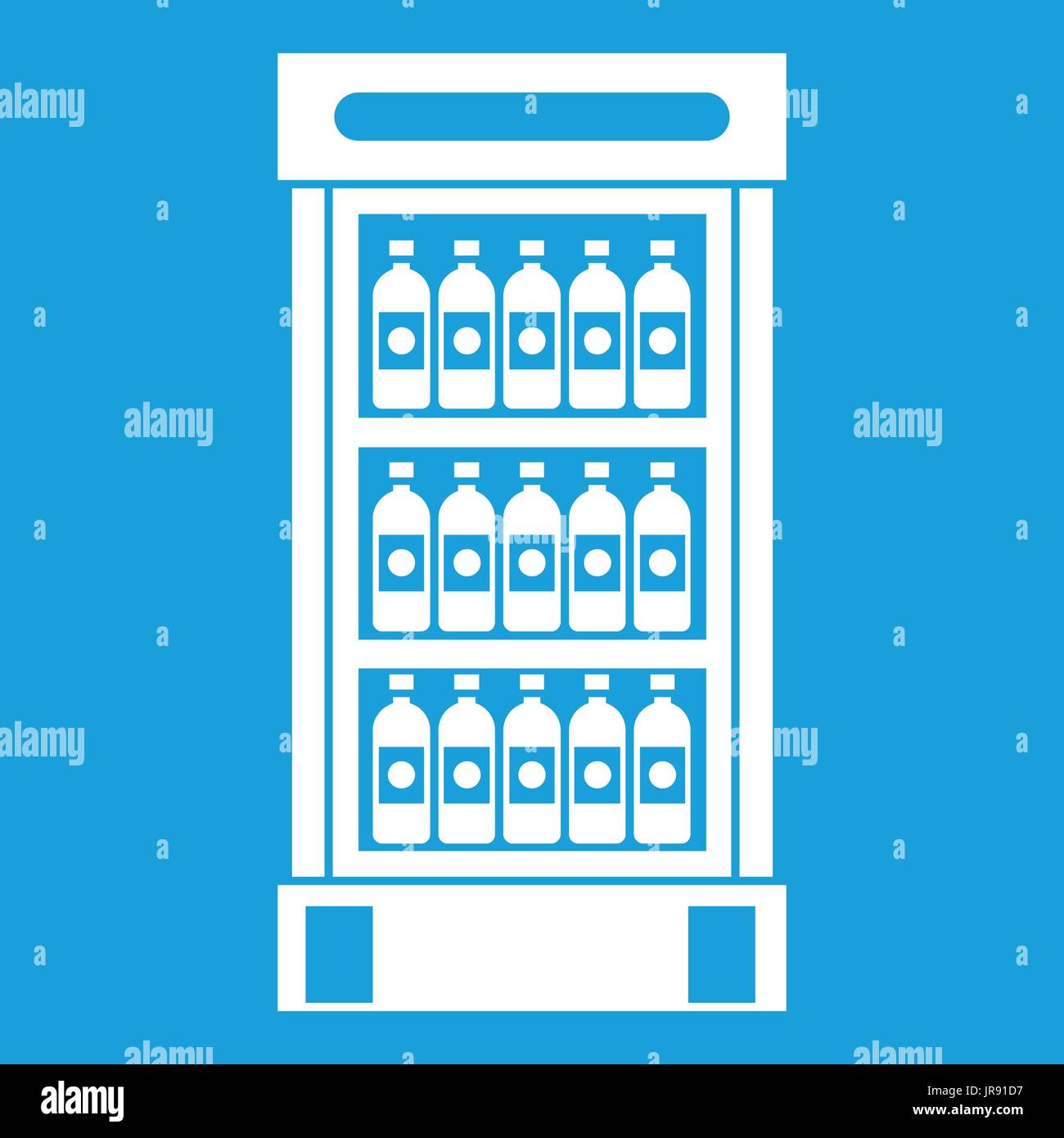 Fridge with refreshments drinks icon white Stock Vector