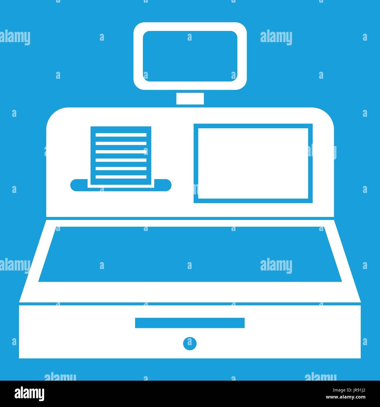 Cash Register With Cash Drawer Icon White Stock Vector Art