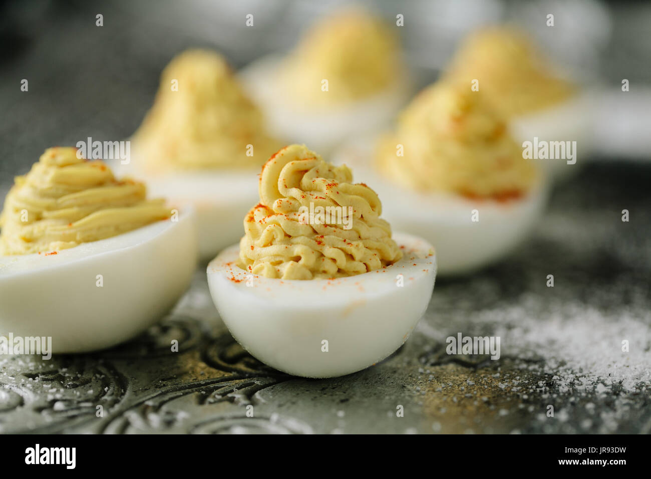 Homemade deviled eggs with smoked paprika Stock Photo Alamy