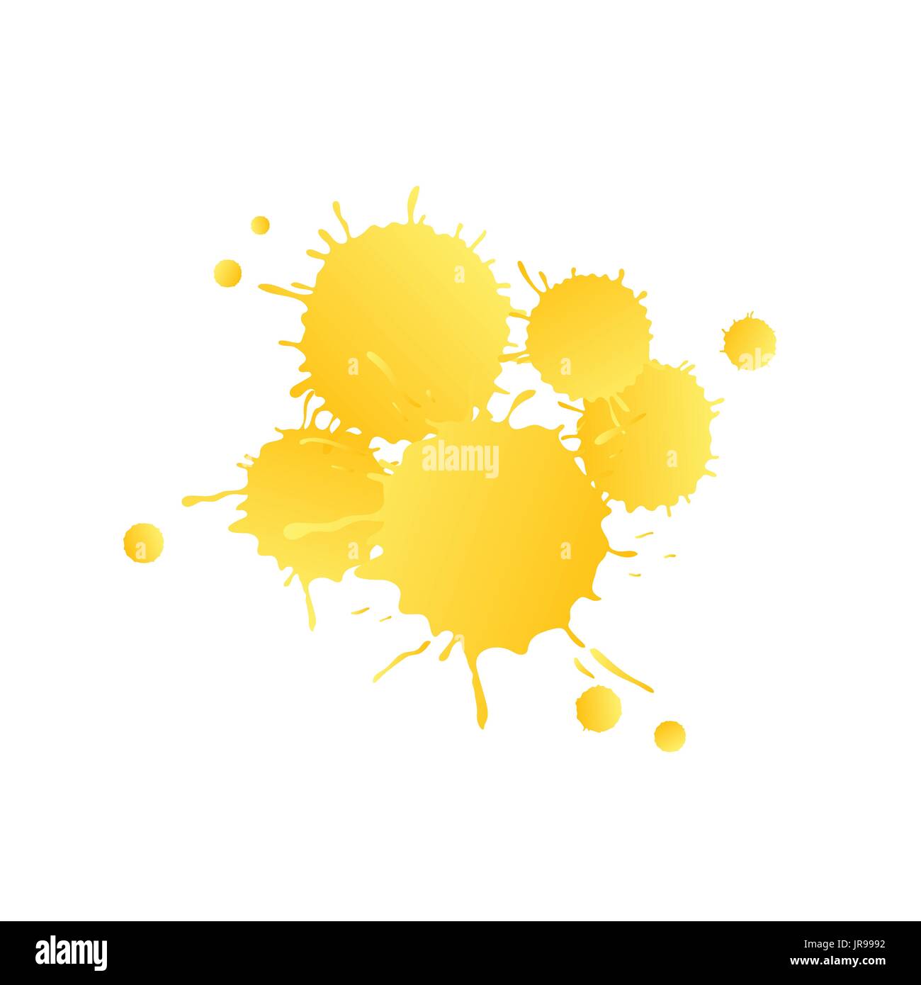 Yellow vivid vector watercolor paint drops on white Stock Vector
