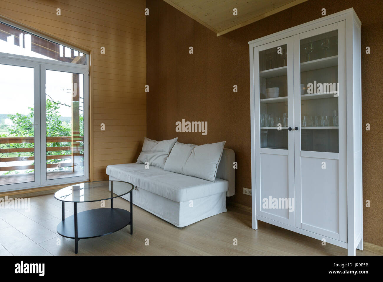Living Room In A Wooden Organic House Wooden Floor Wooden