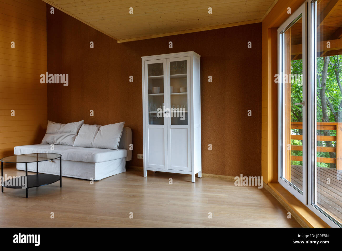 Living Room In A Wooden Organic House Wooden Floor Wooden