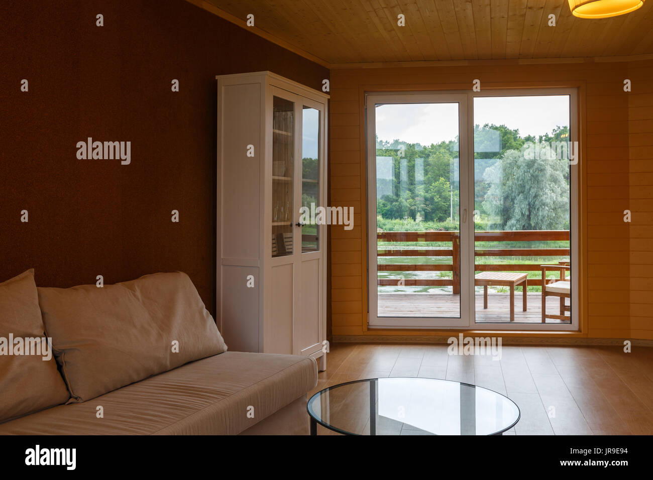 Living Room In A Wooden Organic House Wooden Floor Wooden