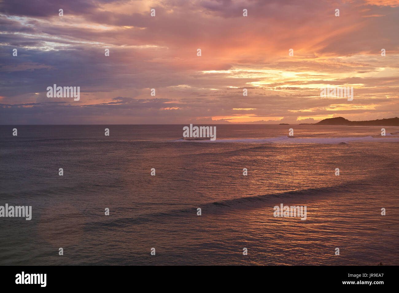Oceanscape on sunset time in Nicaragua. Famouse surf beach Stock Photo