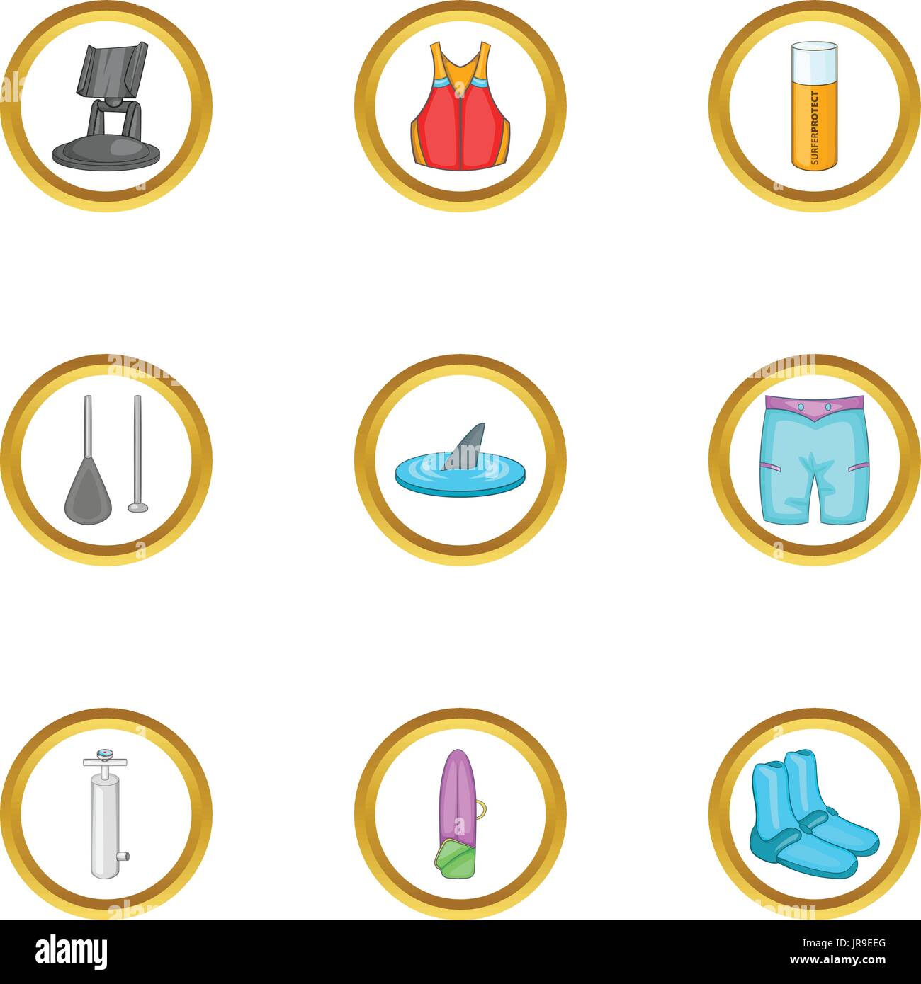Surfing icons set, cartoon style Stock Vector Image & Art - Alamy