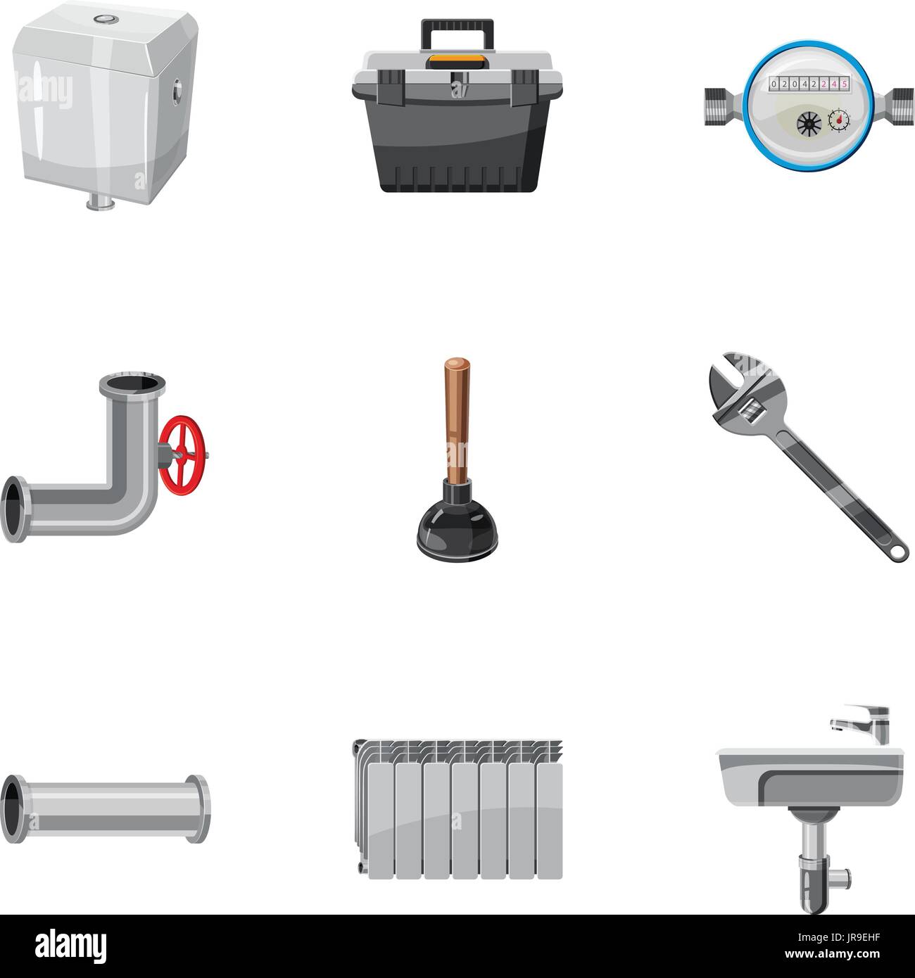 Plumbing icons set, cartoon style Stock Vector Image & Art - Alamy
