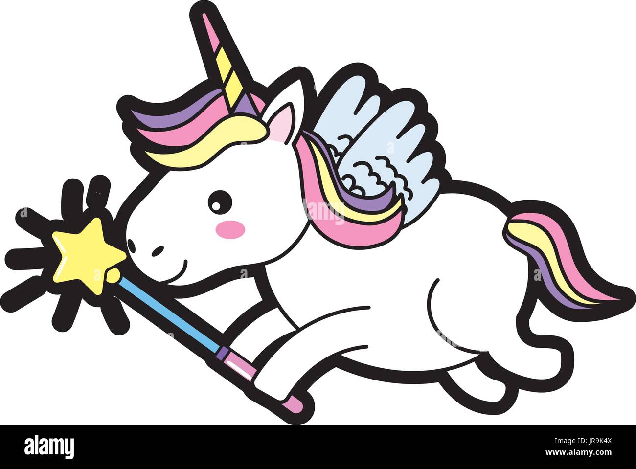 beauty unicorn with wings and magic wand Stock Vector Image & Art - Alamy