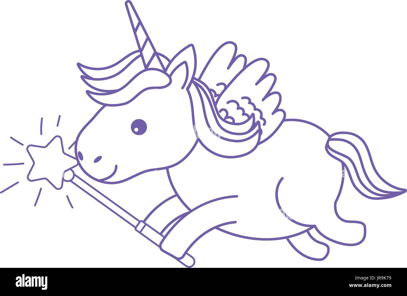 beauty unicorn with wings and magic wand Stock Vector Image & Art - Alamy