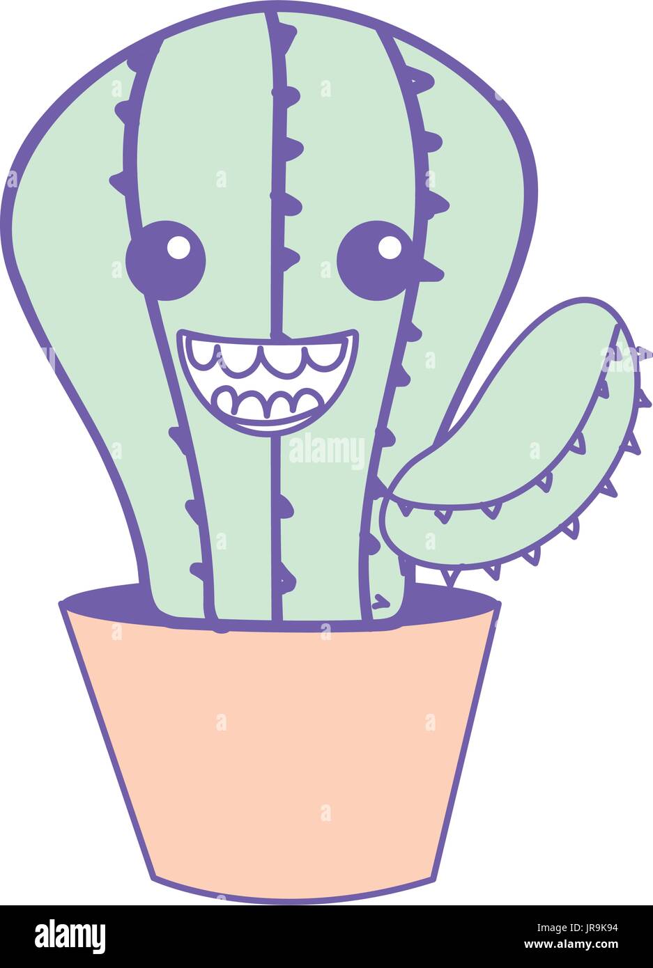 kawaii cute happy cactus plant Stock Vector Image & Art - Alamy