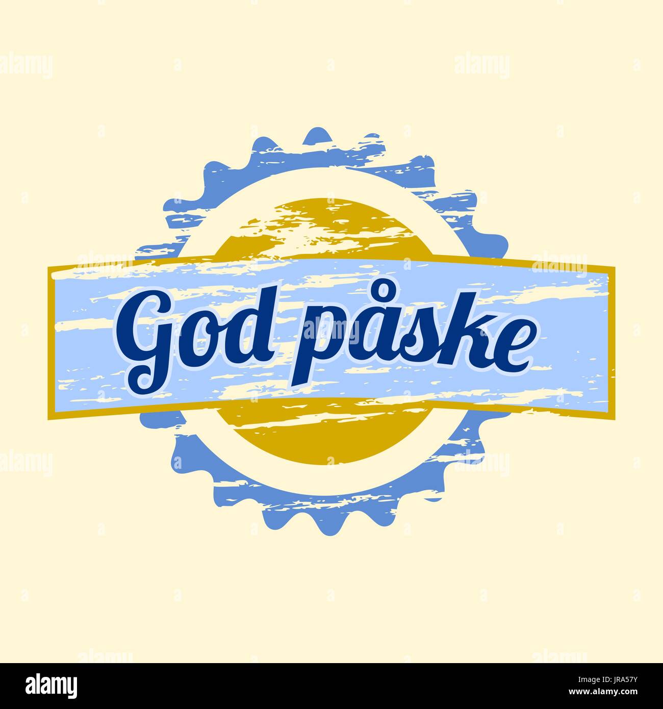 God paske, Stamp with Danish words Happy Easter vector illustration grunge style Stock Vector