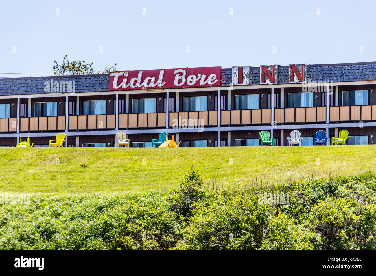 Tidal Bore Inn, with views of the Tidal Bore, Truro, Nova Scotia, Canada Stock Photo