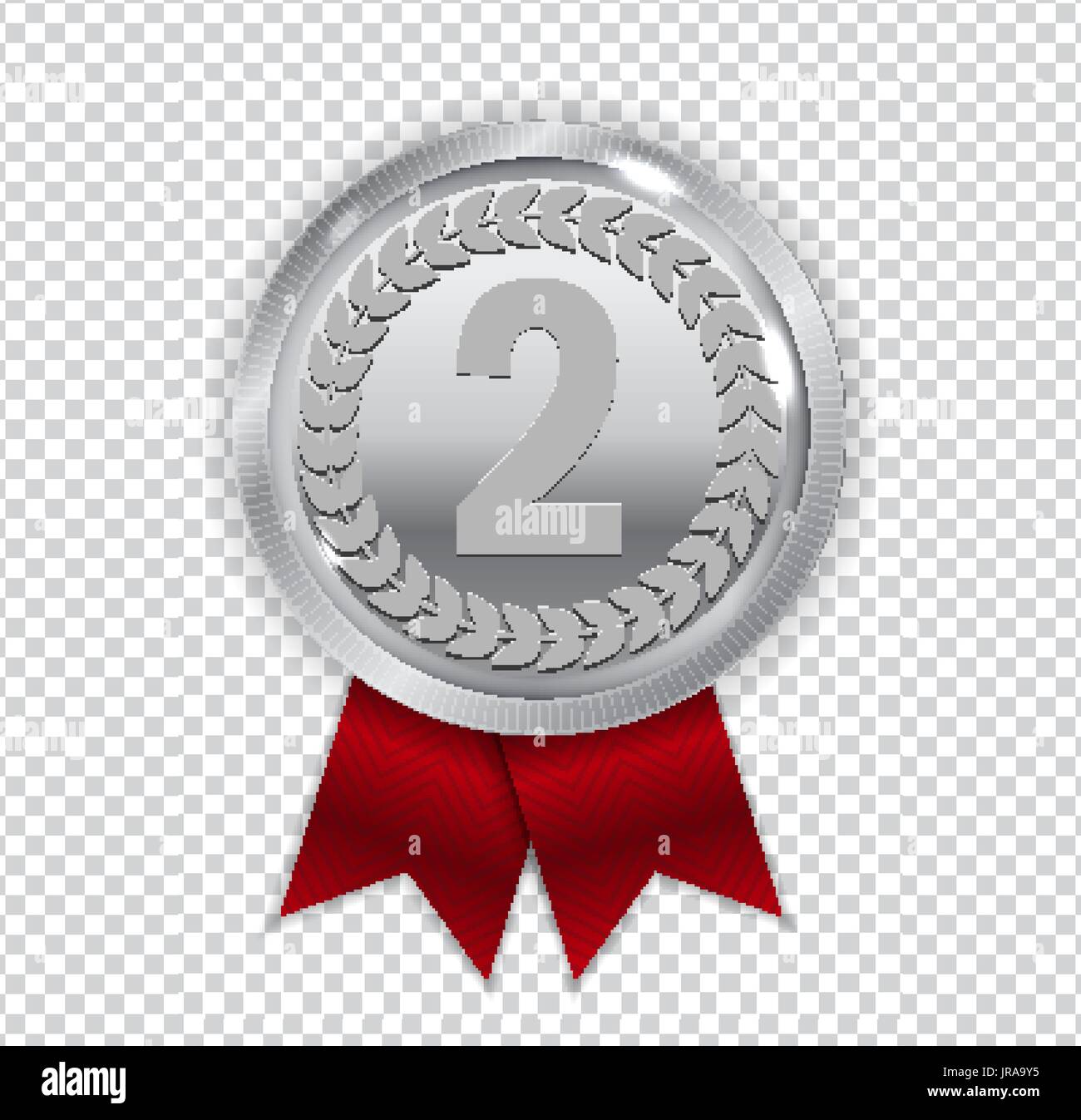 Champion Art Silver Medal With Red Ribbon Icon Sign Second Place Isolated On Transparent Background Vector Illustration Stock Vector Image Art Alamy