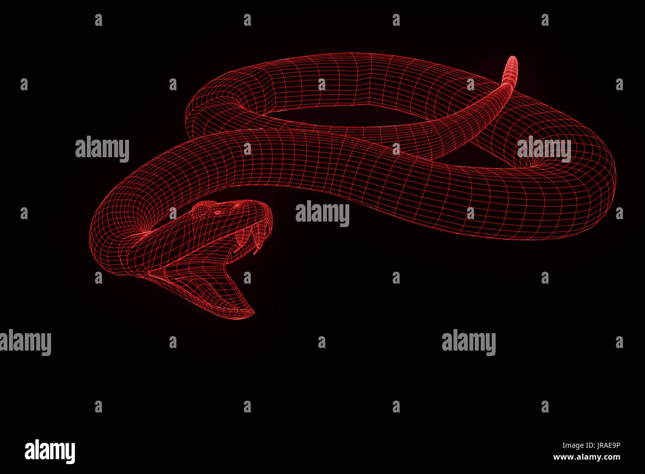 Snake in Hologram Wireframe Style. Nice 3D Rendering Stock Photo - Alamy