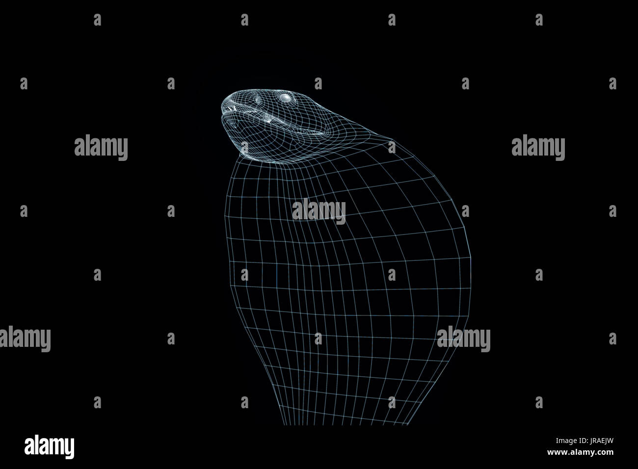 SNAKE IN HOLOGRAM WIREFRAME STYLE. NICE 3D RENDERING