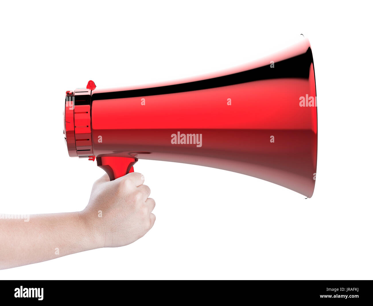 hand holding 3d rendering red megaphone isolated on white Stock Photo ...