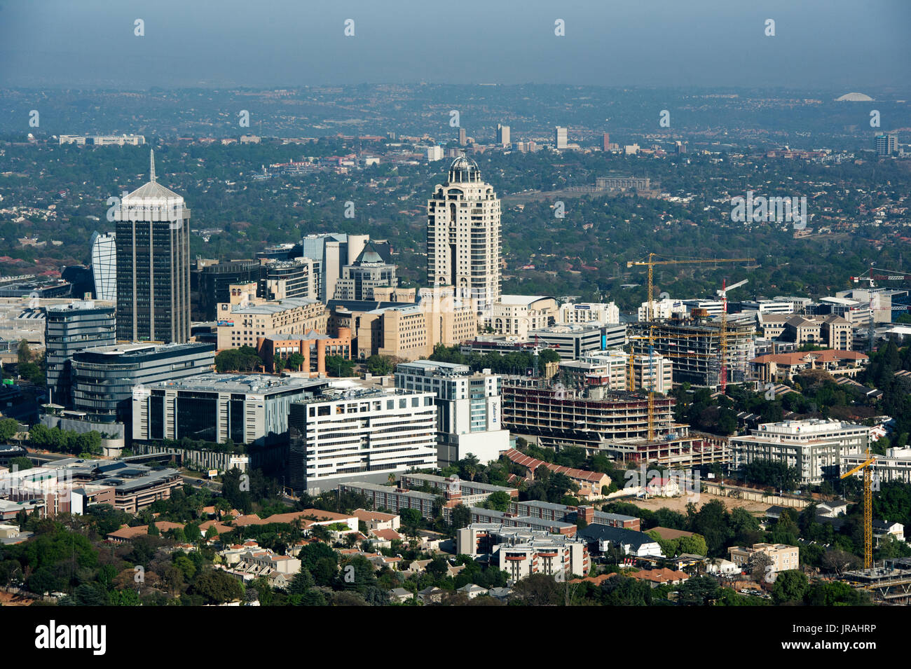 Aerial view of the Sandton district under development Stock Photo