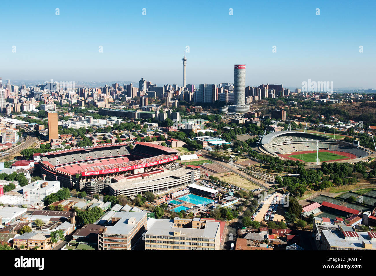 JOHANNESBURG, SOUTH AFRICA - September 24, 2016: Aerial view of the Johannesburg city skyline Stock Photo