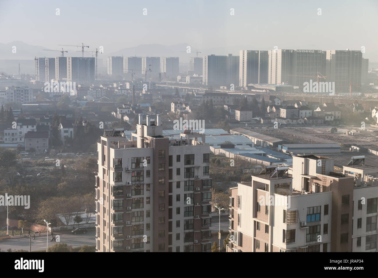 Cityscape of Hangzhou city, China. Block of flats, living houses Stock Photo