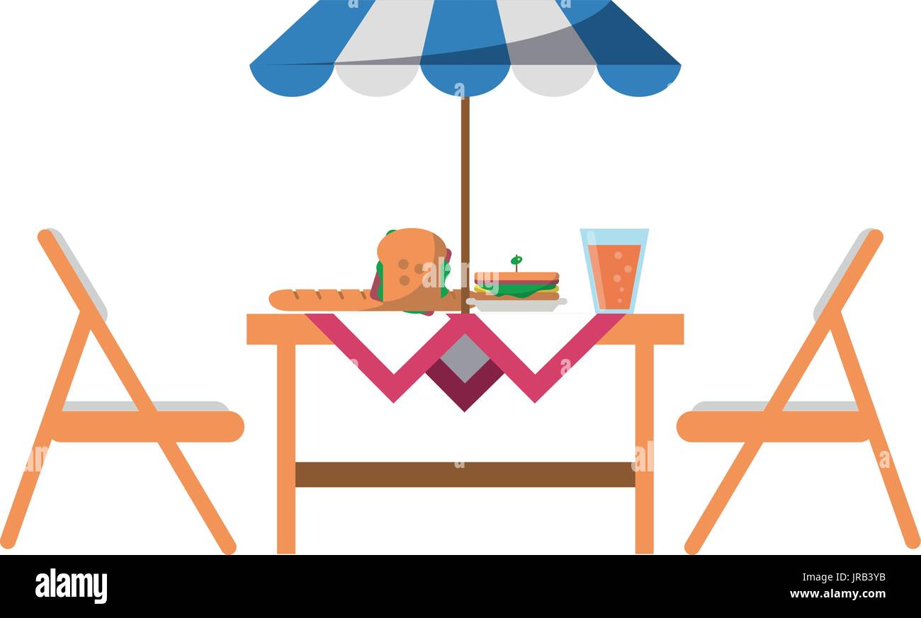 outdoor table with parasol icon image  Stock Vector