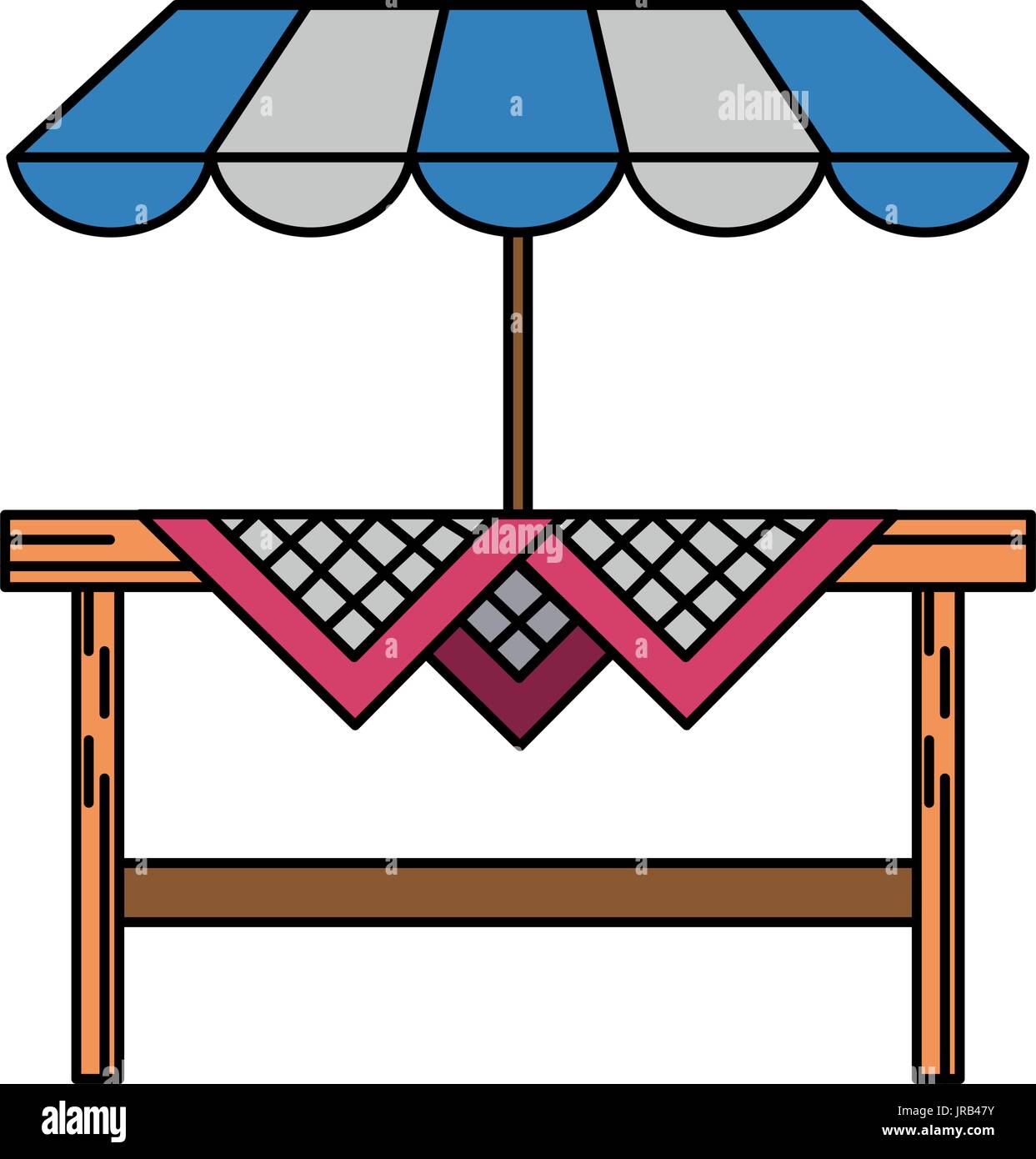 outdoor table with parasol icon image  Stock Vector