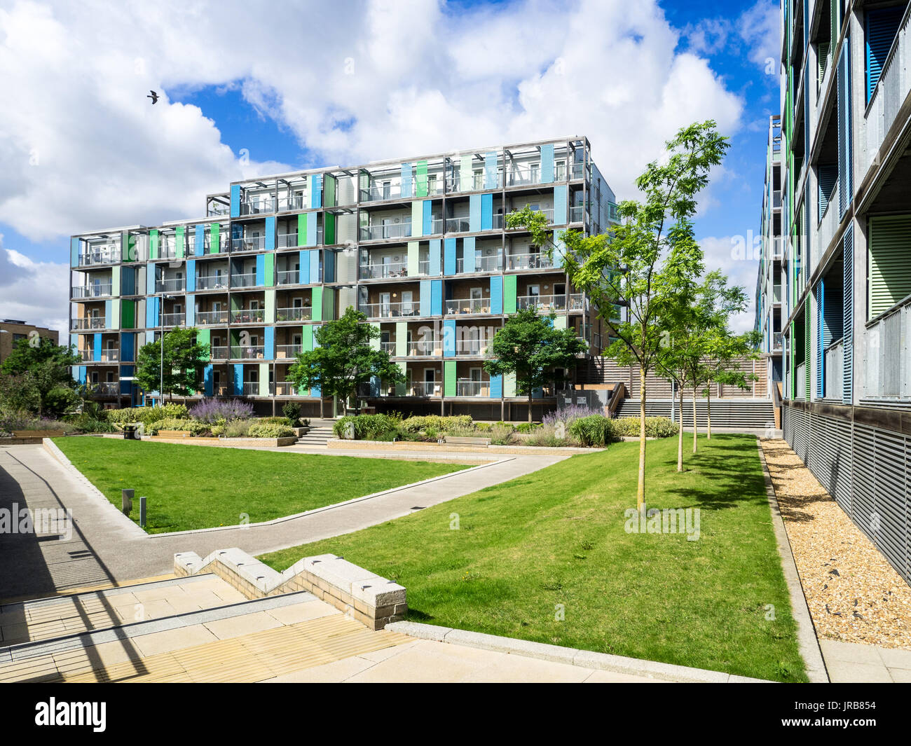 Cambridge CB1 Development - colourful housing in the controversial CB1 Development near Cambridge Train Station, UK Stock Photo