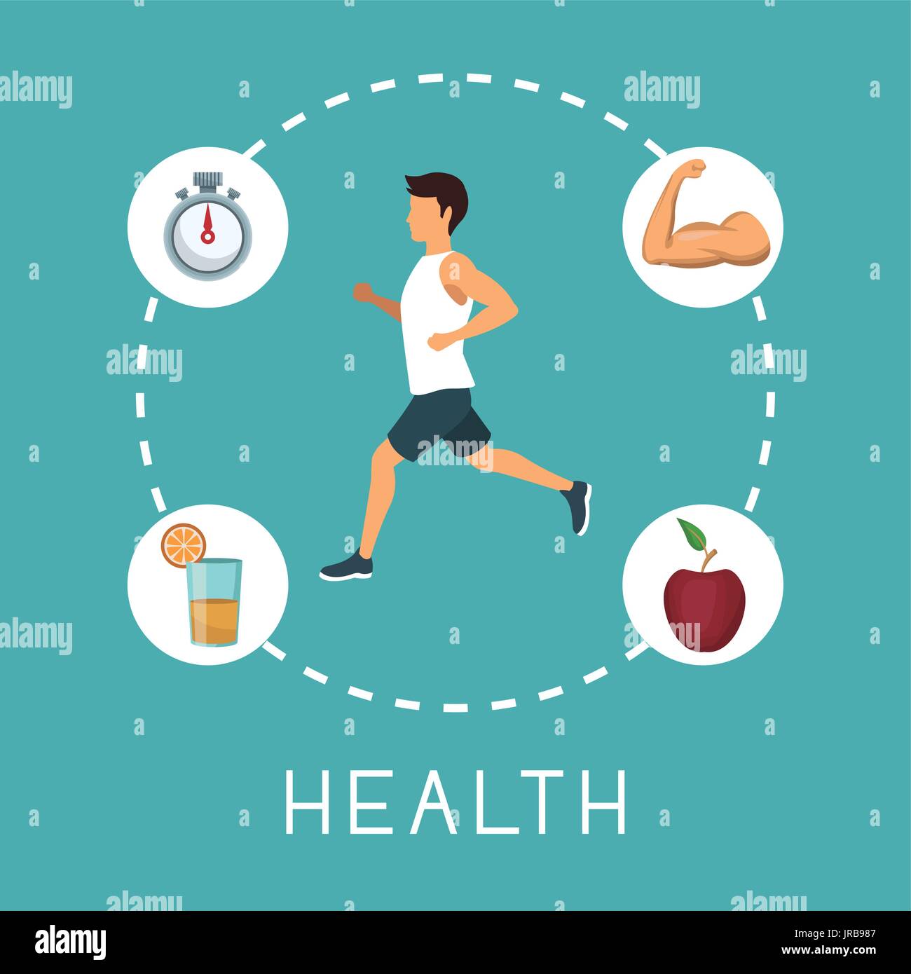 color background with sport man running in center with chronometer