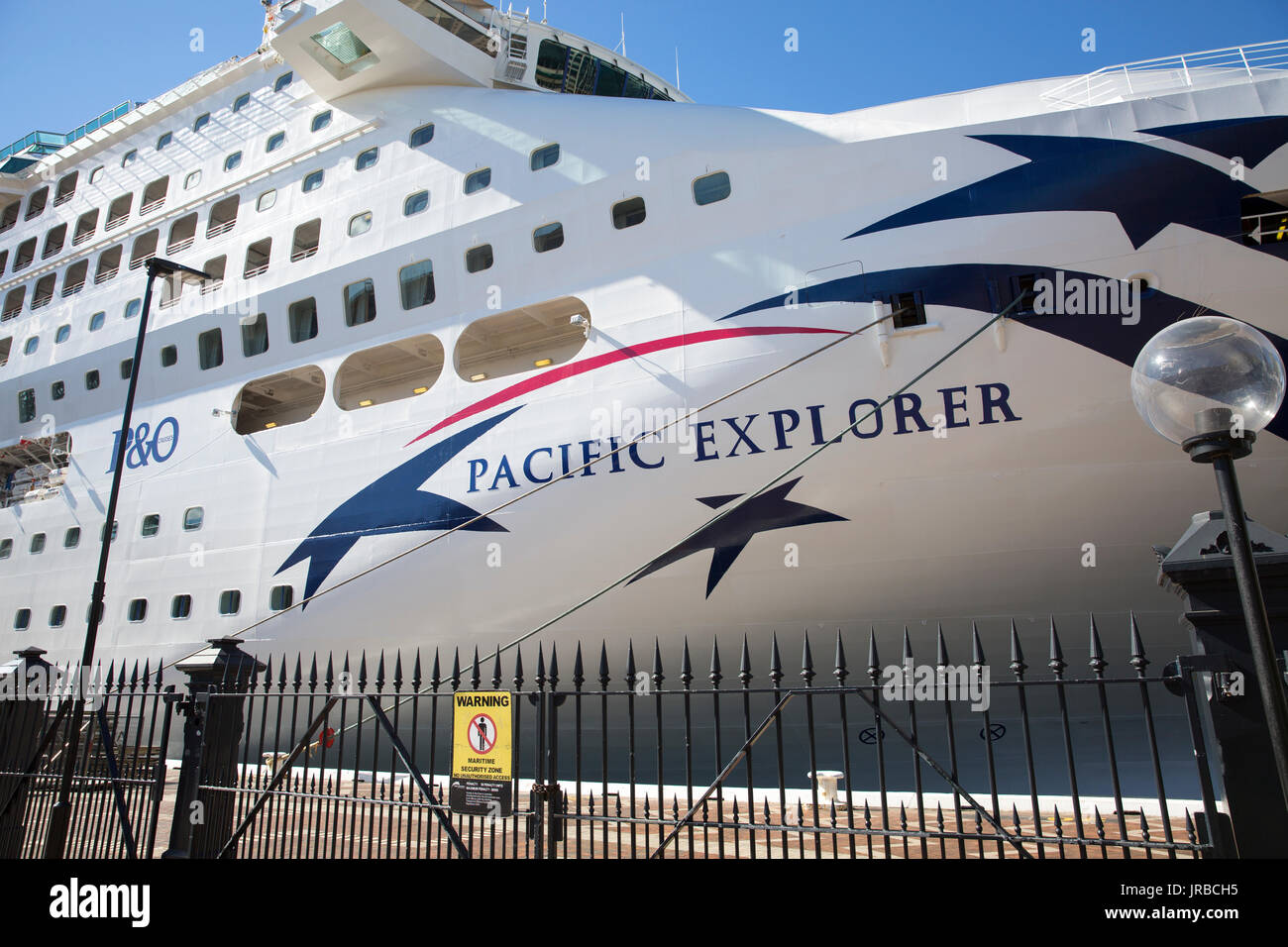 P&O Pacific Explorer cruise ship liner at Overseas passenger terminal in Circular Quay, Sydney, Australia Stock Photo